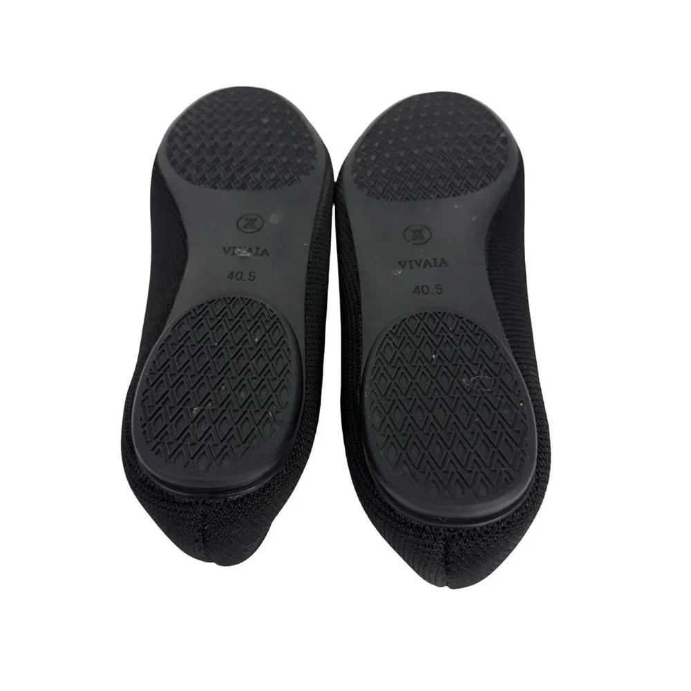 Vivaia ARIA Walkers Black Blue Pointed Toe Ballet Flat Shoes Size EU 40.5 US 9.5